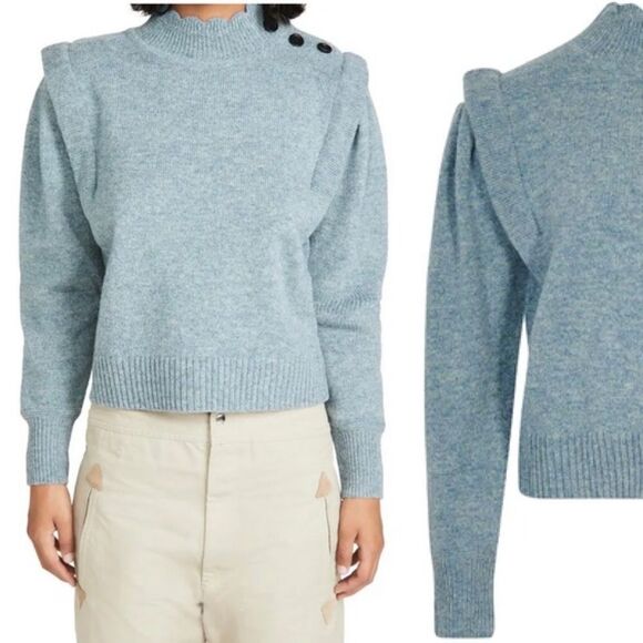 ISABEL MARANT Size 34 Meery Sweater Light Blue Heather Knit Pullover Merry - Picture 1 of 13